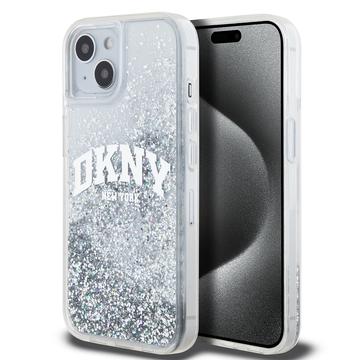 iPhone 15 DKNY Liquid Glitter Lichid Glitter Arch Logo Case - Transparent