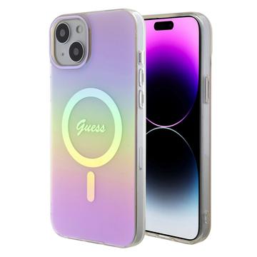 Husă iPhone 15 Guess IML Iridescent Script Mag - roz