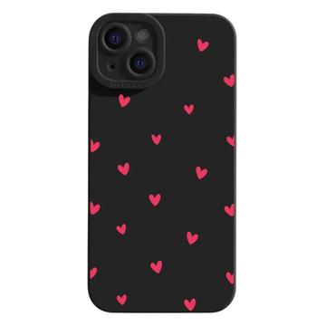 iPhone 15 Husă subțire din TPU cu model cu inimă - negru / roșu