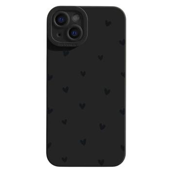 iPhone 15 Husă subțire din TPU cu model cu inimă - negru