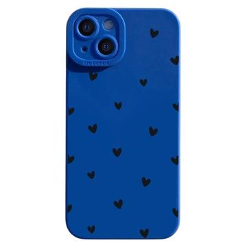 iPhone 15 Husă subțire din TPU cu model cu inimă - albastru / negru