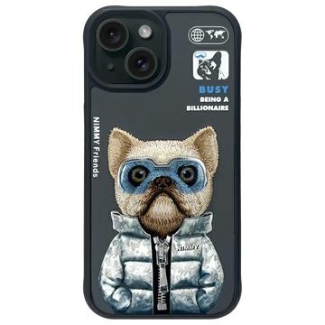 Husă câine iPhone 15 Nimmy Friends Cool&Cute 2.0 - negru