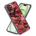 Husă TPU Subțire Stylish iPhone 15 Plus - Flori Roșii