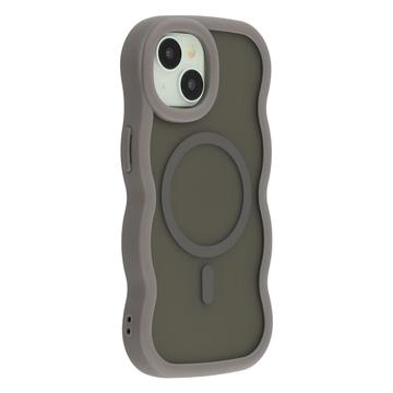iPhone 15 Plus/14 Plus Husă hibridă magnetică cu margini ondulate - gri