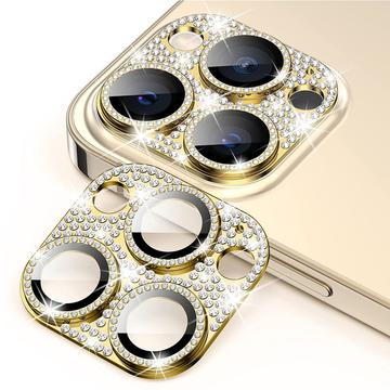 Geam Protecție Obiectiv Camera iPhone 15 Pro/15 Pro Max - Hat Prince Glitter - Auriu