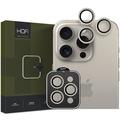 Geam Protecție Obiectiv Camera iPhone 15 Pro/15 Pro Max Hofi Camring Pro+ - Marginea Neagra / Titan