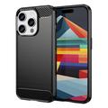 Husă TPU Brushed iPhone 15 Pro - Fibră de Carbon - Negru