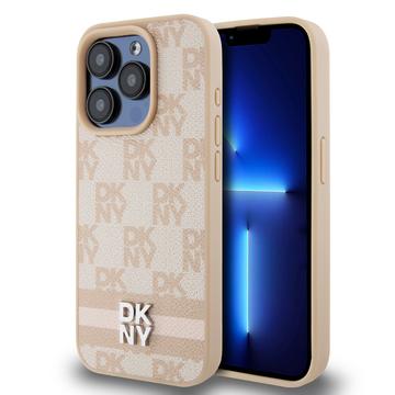 Husă Model în carouri și dungi iPhone 15 Pro - DKNY - roz