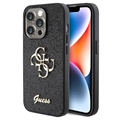 Husă iPhone 15 Pro - Guess Fixed Glitter 4G Metal Logo - Negru