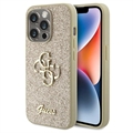 Husă iPhone 15 Pro - Guess Fixed Glitter 4G Metal Logo - Auriu