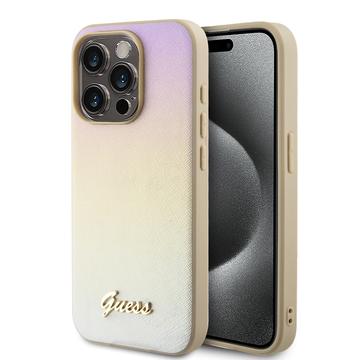 Husă Hybrid iPhone 15 Pro Guess Iridescent Metal Script