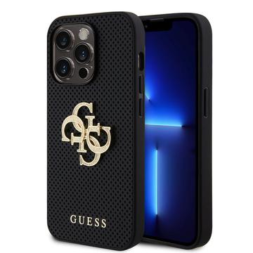 Husa iPhone 15 Pro Guess Perforated 4G Glitter Logo - negru