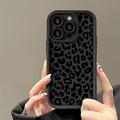 iPhone 15 Pro Husă TPU cu imprimare de leopard - negru
