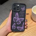 iPhone 15 Pro Max Husă TPU cu imprimeu de fluturi - Violet / Negru