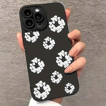 Husă TPU iPhone 15 Pro Max cu design de coroană de bumbac - negru