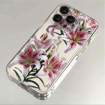 Husă TPU iPhone 15 Pro Max Model Floral - Crin roz