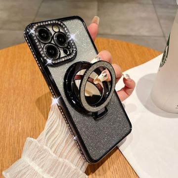 Husă Hibrid Magnetică Glam cu oglindă iPhone 15 Pro Max - negru