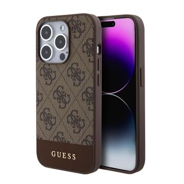 Carcasă pentru iPhone 15 Pro Max Guess 4G Stripe Case - compatibilă MagSafe - maro
