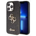 Husă iPhone 15 Pro Max - Guess Fixed Glitter 4G Metal Logo - Negru