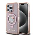 Husă MagSafe iPhone 15 Pro Max Hello Kitty IML Ring Stand Glitter - Roz