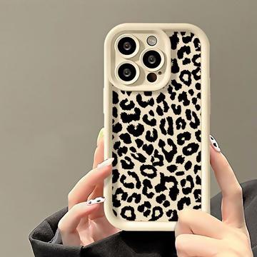 iPhone 15 Pro Max Husă TPU cu imprimare de leopard - alb