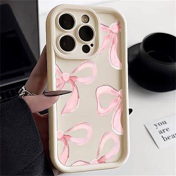 Husă TPU rezistentă la șocuri iPhone 15 Pro Max cu margini ridicate - Alb / Fundă mare