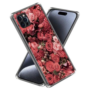 Husă TPU Subțire Stylish iPhone 15 Pro Max - Flori Roșii