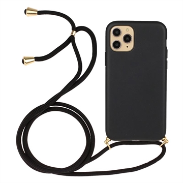 Husă TPU iPhone 15 Pro Max - cu Șnur de Mână - Negru