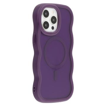 iPhone 15 Pro Max Husă hibridă magnetică cu margini ondulate - Violet