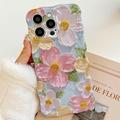 iPhone 15 Pro Max Husă TPU cu margini ondulate, pictură în ulei - Flori