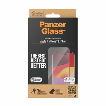 Geam Protecție Ecran - 9H - iPhone 15 Pro - PanzerGlass Ultra-Wide Fit EasyAligner - Marginea neagră