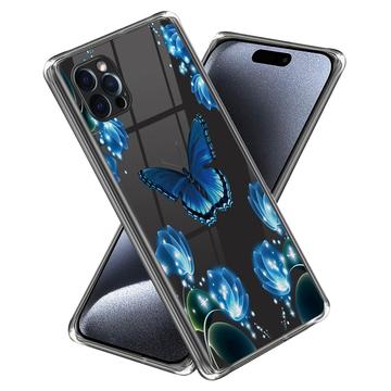 Husă TPU Subțire Stylish iPhone 15 Pro - Fluture și Flori