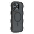 iPhone 15 Pro Husă hibridă magnetică cu margini ondulate - negru