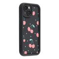 Husă TPU rezistentă la șocuri iPhone 15 cu margini ridicate - Negru / Cireșe