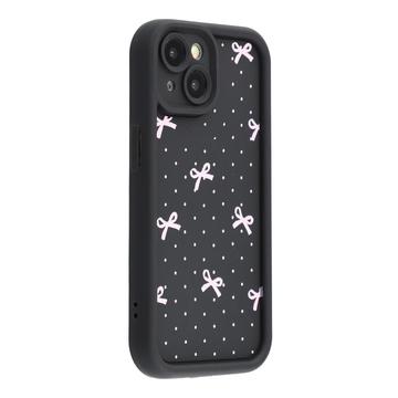 Husă TPU rezistentă la șocuri iPhone 15 cu margini ridicate - negru / Fundă cu buline