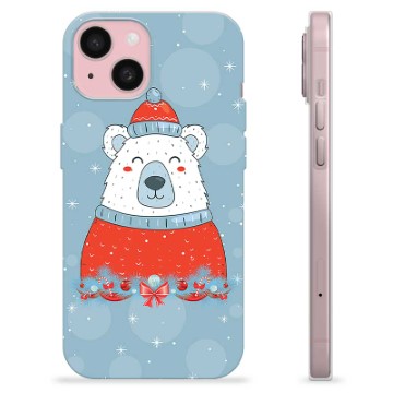 Husă TPU - iPhone 15 - Urs Polar Crăciun