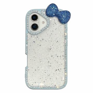 Husă epoxidică cu arc și pietre prețioase iPhone 16 - albastru