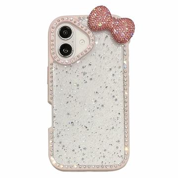 Husă epoxidică cu arc și pietre prețioase iPhone 16 - roz