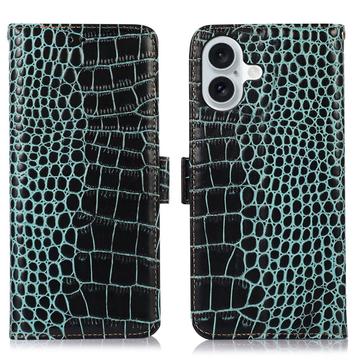 Husă Piele Portofel cu RFID iPhone 16 - Crocodile