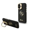 Husă cadru cameră cu suport iPhone 16 Guess Grained 4G Logo - Negru