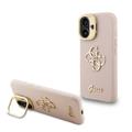 Husă cadru cameră cu suport iPhone 16 Guess Grained 4G Logo - Roz