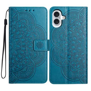 Husă Portofel iPhone 16 - Mandala - Albastru