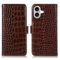 Husă Piele Portofel cu RFID iPhone 16 Plus - Crocodile