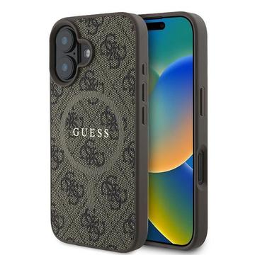 Husă inelară colorată Guess 4G iPhone 16 Plus - Compatibil MagSafe - maro