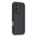 iPhone 16 Plus Husă TPU rezistentă la șocuri cu model de inimă și margini ridicate - negru