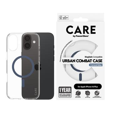 iPhone 16 Plus Carcasă PanzerGlass Care Transparent Urban Combat - compatibilă cu MagSafe - Albastru