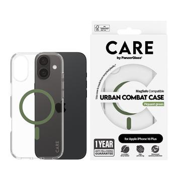 iPhone 16 Plus Carcasă PanzerGlass Care Transparent Urban Combat - compatibilă cu MagSafe - verde