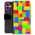 Husă Portofel Premium - iPhone 16 Plus - Blocuri