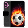 Husă Portofel Premium - iPhone 16 Plus - Fotbal în Flăcări