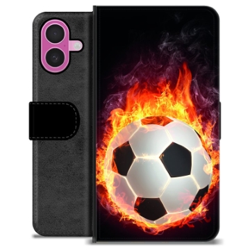 Husă Portofel Premium - iPhone 16 Plus - Fotbal în Flăcări